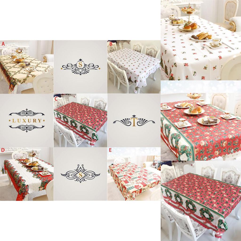 Premium Santa Christmas Red Tablecloth Crafted From High-quality Polyester Fabric For Festive Dining