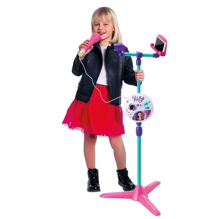 Microphone sur pied Smoby Kally's Mashup avec effets lumineux et enregistrement de la voix