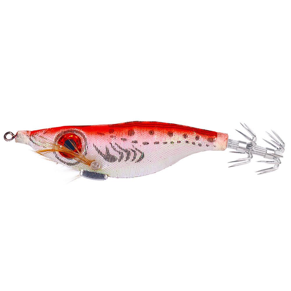 10CMLuminous Wood Shrimp9GSet of Big Eye Shrimp Lure Bait Squid Hook High Simulation Bait Night Fishing Bass Special for Bluefis