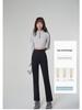 2025 Spring Women's High Waist Black Cigarette Pants - Professional, Casual Nine-Point Trouser Suit