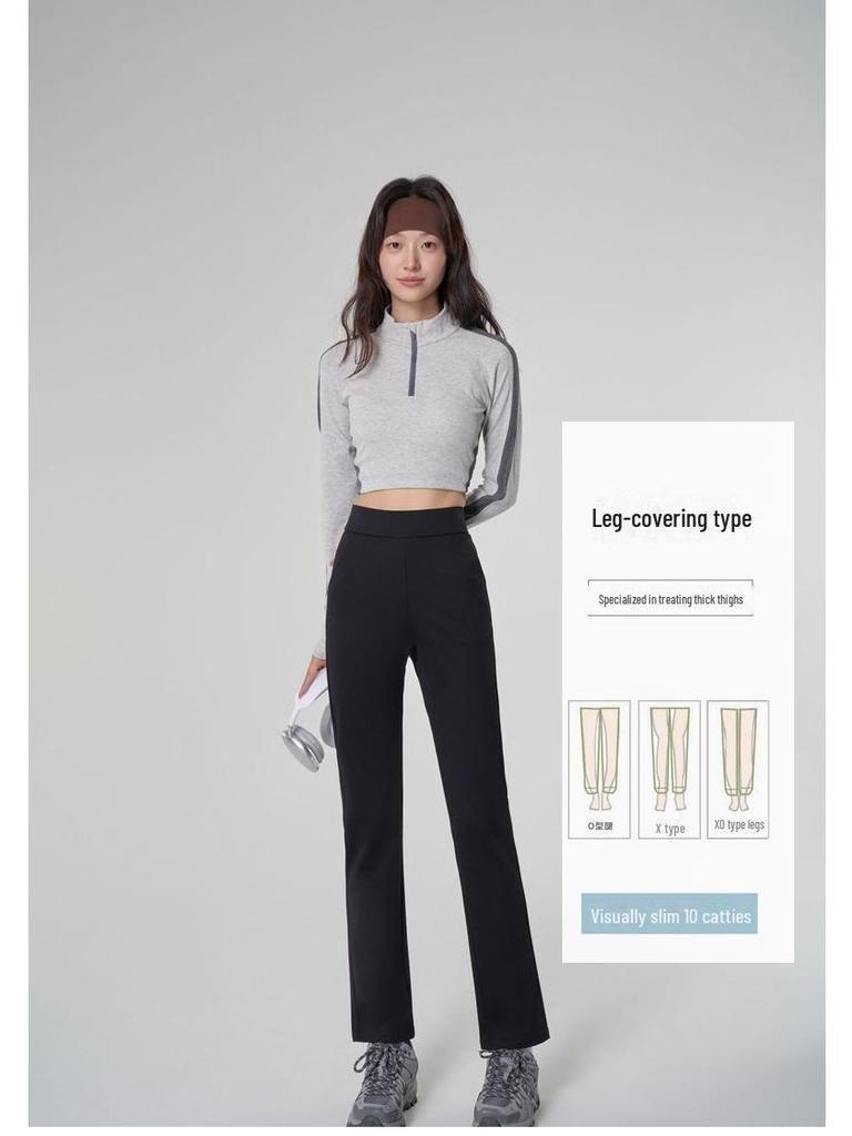2025 Spring Women's High Waist Black Cigarette Pants - Professional, Casual Nine-Point Trouser Suit