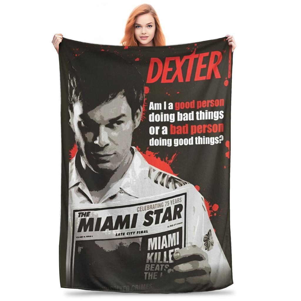 Dexter Morgan Movie Knitted Blankets Flannel Lightweight Thin Throw Blankets for Bed Bedroom Quilt