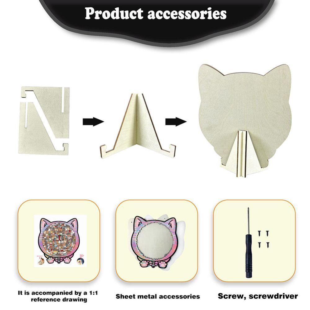 Animal Puzzle Cat Shaped Wooden Puzzle Cute Kitten Unique Irregular Puzzle Birthday Xmas Gifts