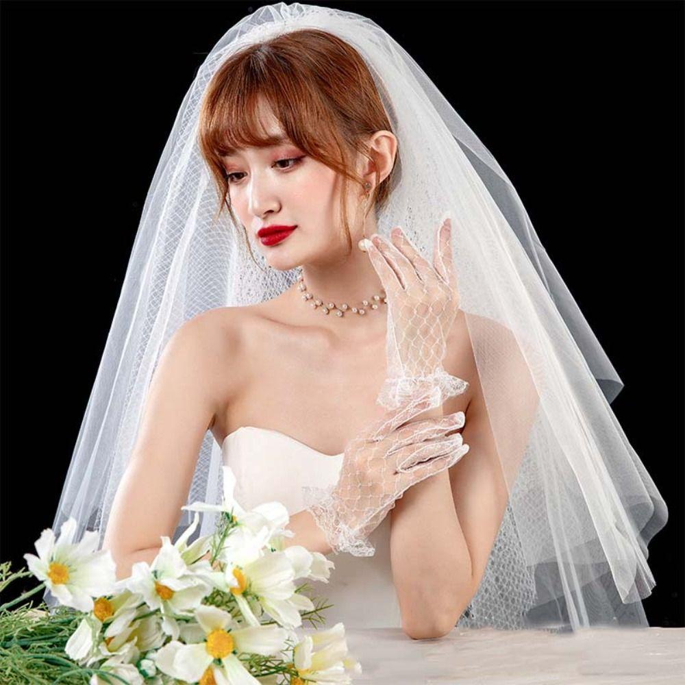 

Autumn Dress Accessories Dinner Dress Banquet Wedding Thin Mittens Lace Gloves Bridal Mesh Gloves