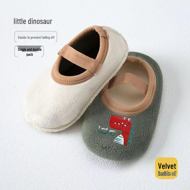 Geräuschlose Indoor Anti-Rutsch Baby Hausschuhe: Winterstil für Säuglinge im Alter von 1 Monat bis 1 Jahr