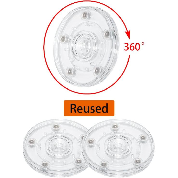 4PCS 3 Inch Clear Small Lazy Sn Turntable Mini Lazy Sn Acrylic Ball Bearing Rotating Tray for Spice Rack Table Cake Kitchen Pantry