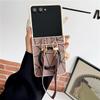 For Samsung Galaxy Z Flip 8 7E 7 6 5 4 Geometric Prism Magnetic Phone Case With Wrist Strap Hinge Protection Shockproof Cover