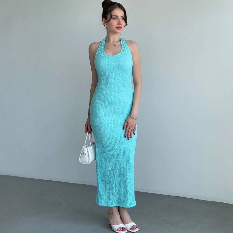 2025 Summer European & American Sleeveless U-neck Slimming Long Dress