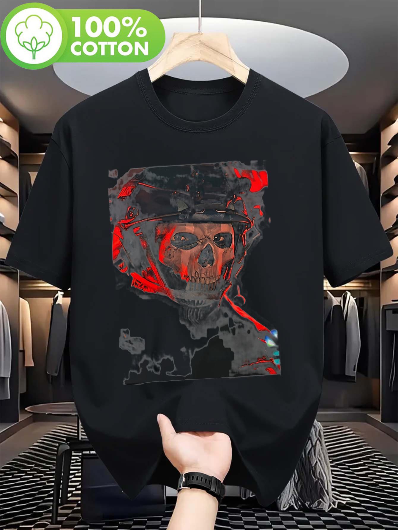 New Summer Tshirt Featuring a Helmeted Skull Design XL