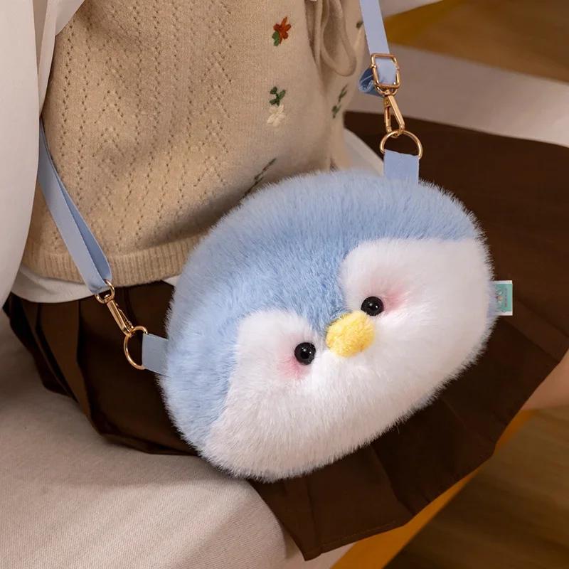 MyRytanda New Cute Penguin Plush Backpacks Cartoon Animals Stuffed Plush Bag Kawaii Lady Messenger Bag Children Birthday Gifts