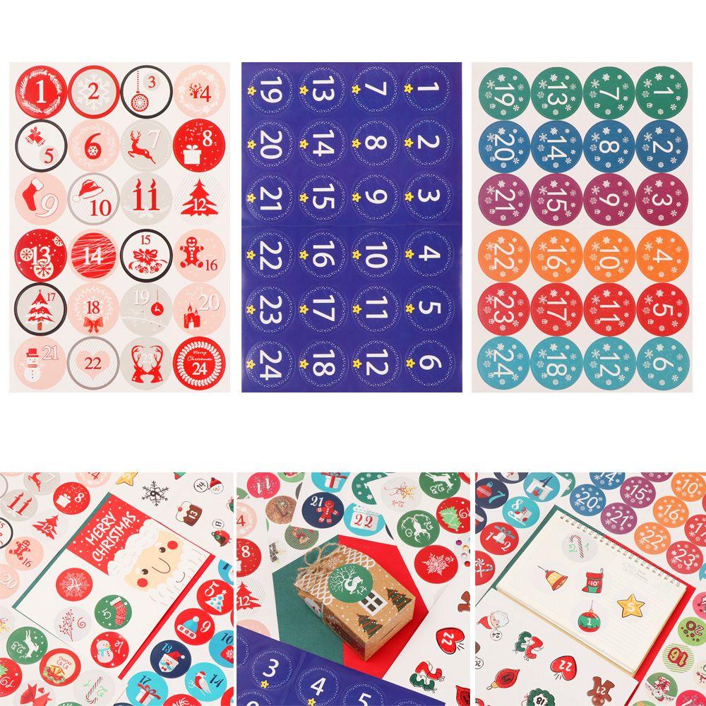 Self Adhesive Xmas Ornament Advent Calendar Number Christmas Label Packaging Labels Paper Sticker