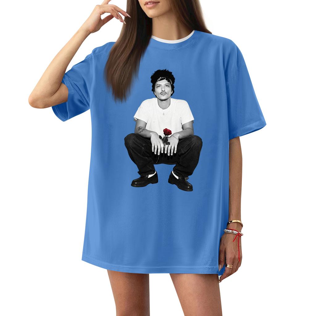 Women's Casual Printed T-Shirt Round Neck Pullover Short Sleeve Top