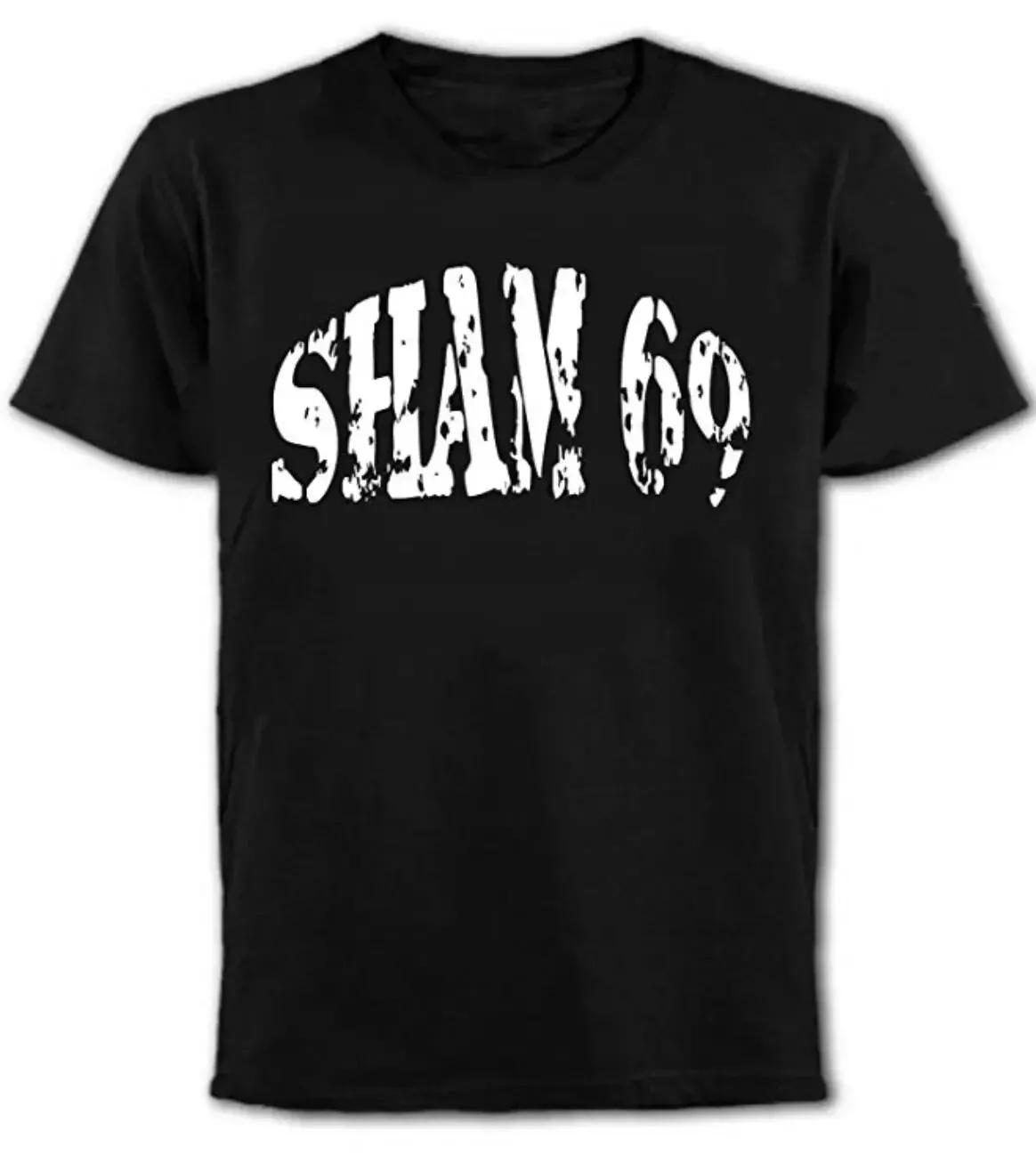 

100% cotton TOPS UNISEX TEES MENS WOMENS SHAM 69 English Punk Rock Band T-Shirt 70 s Top Logo Unisex Free UK Post 4XL чёрный