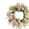 Easter Egg Wreath Spring Flower Versatile Round Hanging Ornament for Garden Celebration Home