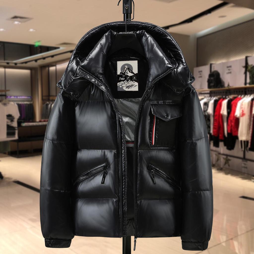 Męska modna błyszcząca zimowa kurtka puchowa