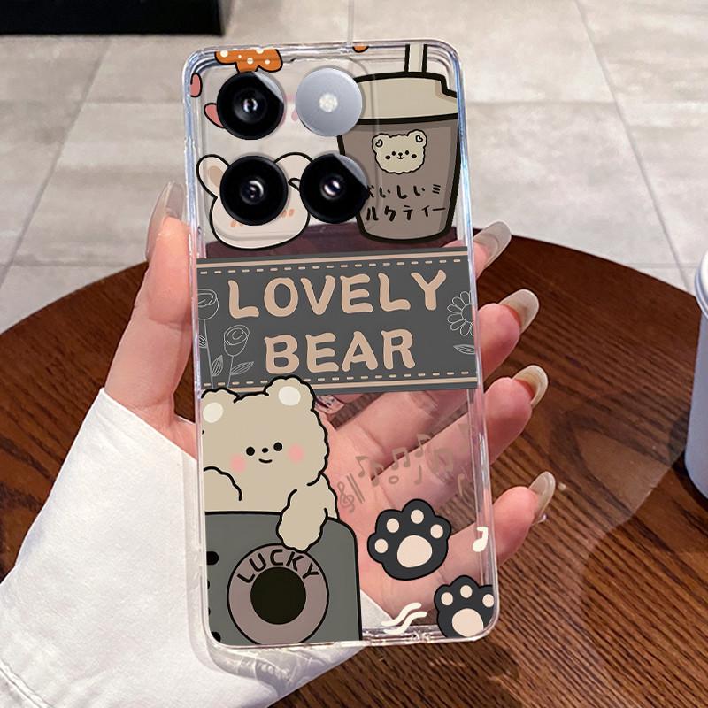 Jelly Casing For Xiaomi 14T 14TPro Clear Silicone Soft TPU Back Cover For Xiaomi 14T Pro Cute Cat Rabbit Heart Protective Case