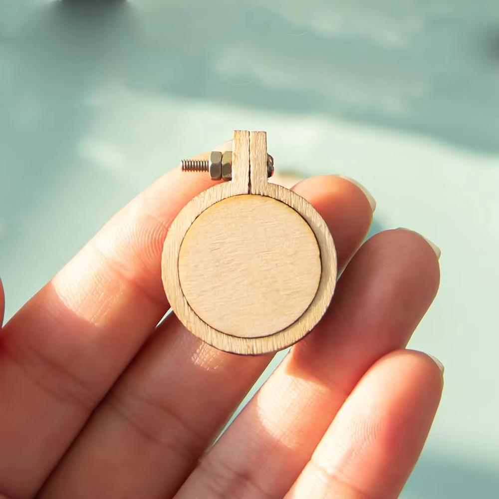 10/5Pcs Wooden Mini Embroidery Hoop Ring Round Pendant Cross Stitch Frame Kit For Crafts Sewing Accessories