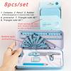 8pcs/Set Ruler Compass Pencil Set Geometry Maths Drawing Stationery Mathematical for Boys Girls Gift Office Stationery Supplies