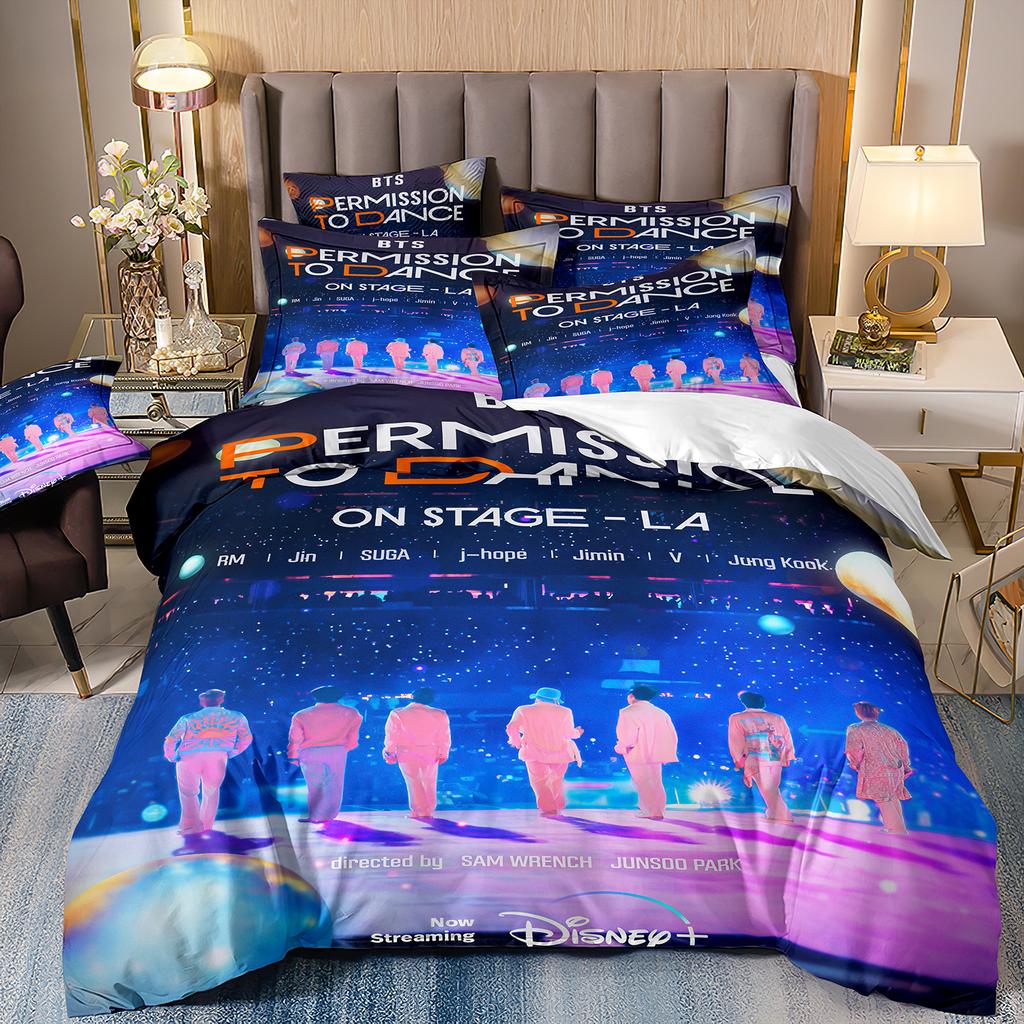 B-bts Men's group Music Duvet Cover Set Comfortable and Warm Bedding Set for Decorating Your Bedroom and Enhancing Home Life