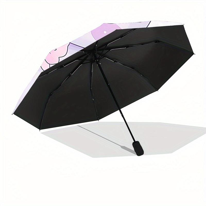 1pc Angel Bear with Crown Pattern Beautiful Looking Automatic Folding Umbrella, 3 Folding, 8 Pole Frame Design, Durable and Suitable for Tra