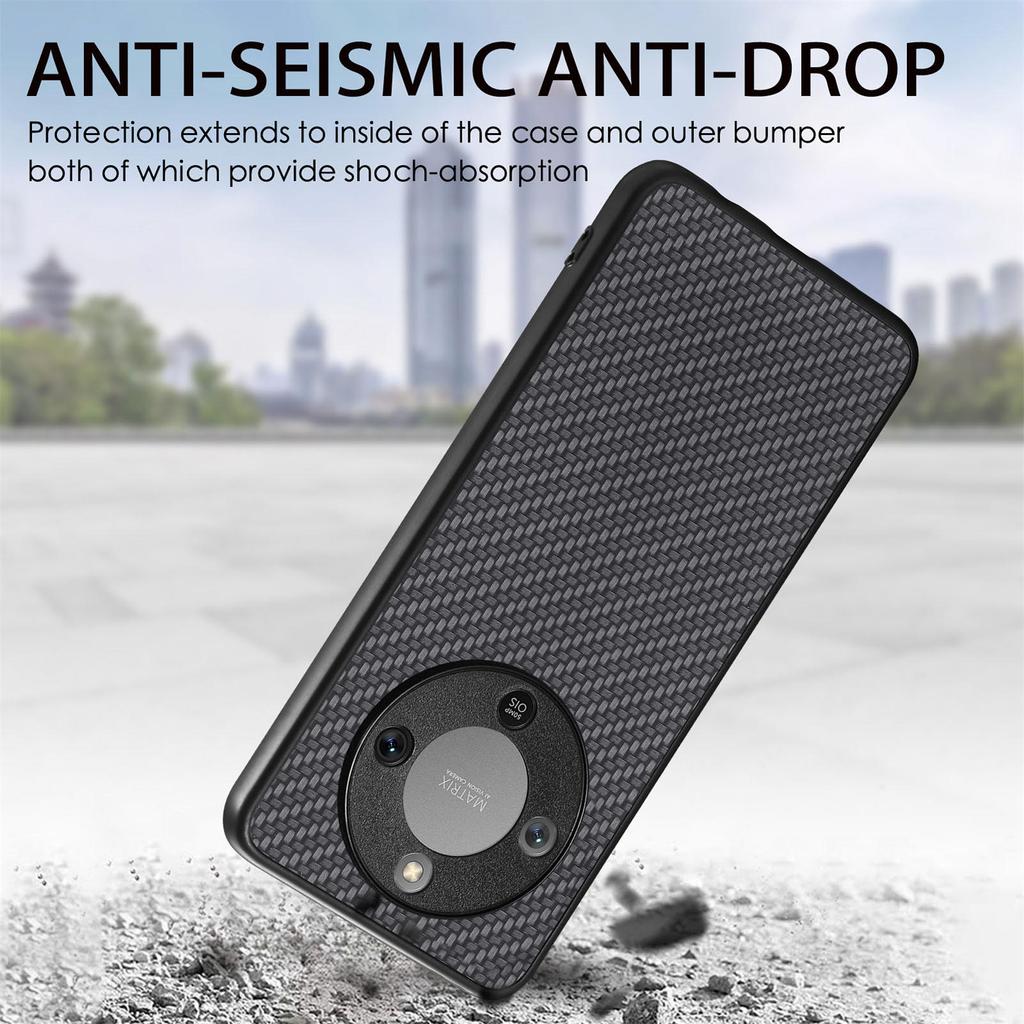 Phone Case For Honor Magic8 Lite 5G / X9d 5G / X70 5G Carbon Fiber Texture PU Leather + PC + TPU Cover