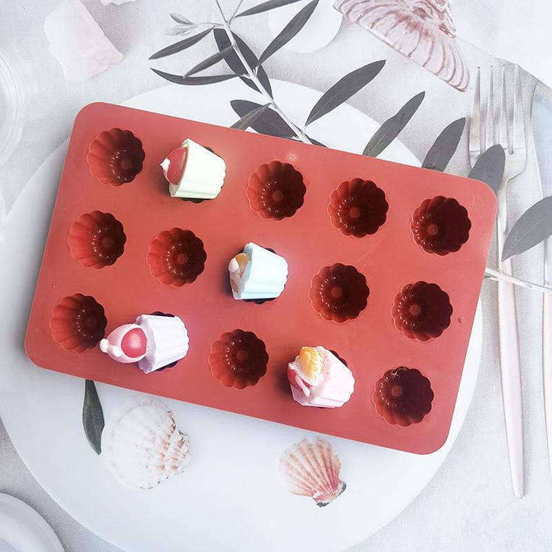 12/15 Holes Silicone Mold Muffin Cupcake Baking Tray Bordelais Fluted Cake Pudding Mold Diy Baking Kitchen Accessories