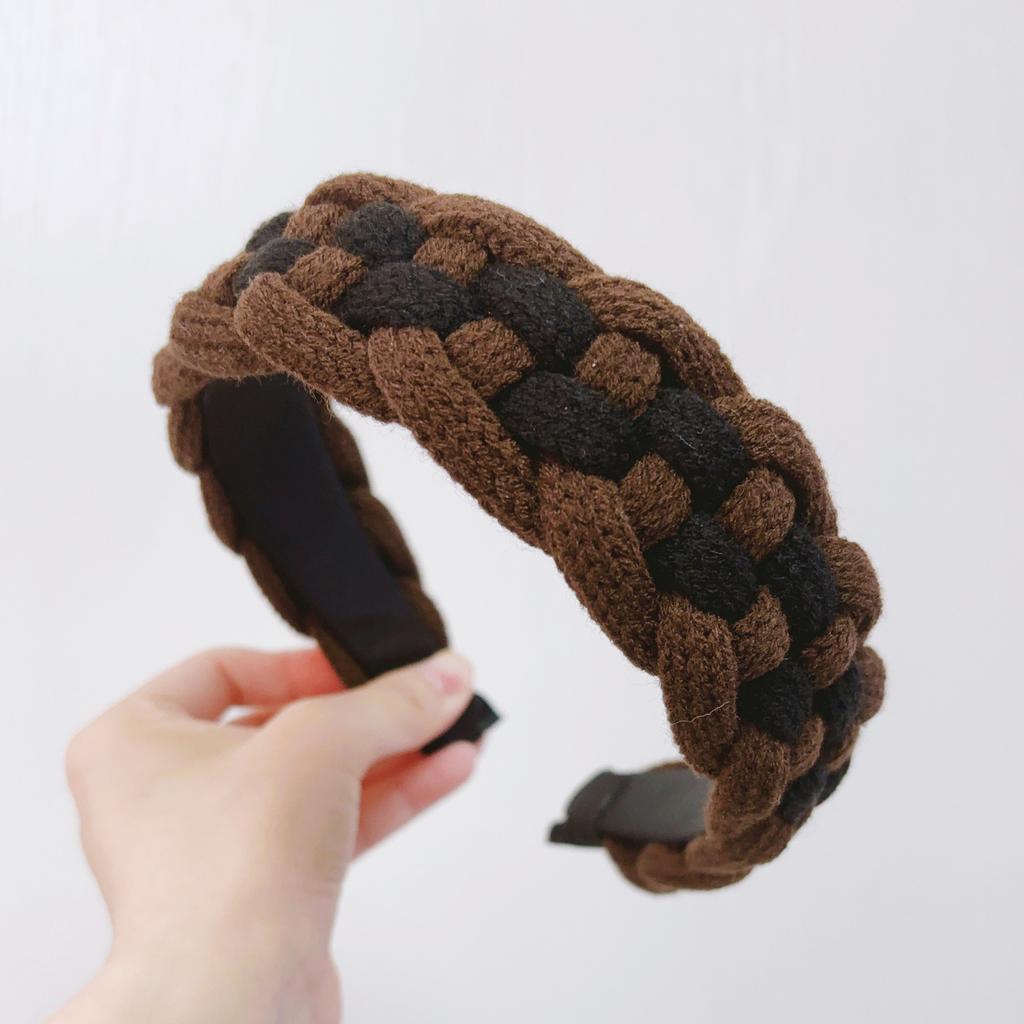 PROLY New Fashion Headband For Women Wide Side Warm Knitted Headwear Patchwork Turban Winter Casual Hair Accessories Hairband