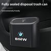 Car Sticker Hot 2025 Car Trash Can Hanging Garbage Bin Pressing Box With Lid For BMW X3 X5 M5 M3 E46 E90 E60 F10 E39 F30 E36 G30