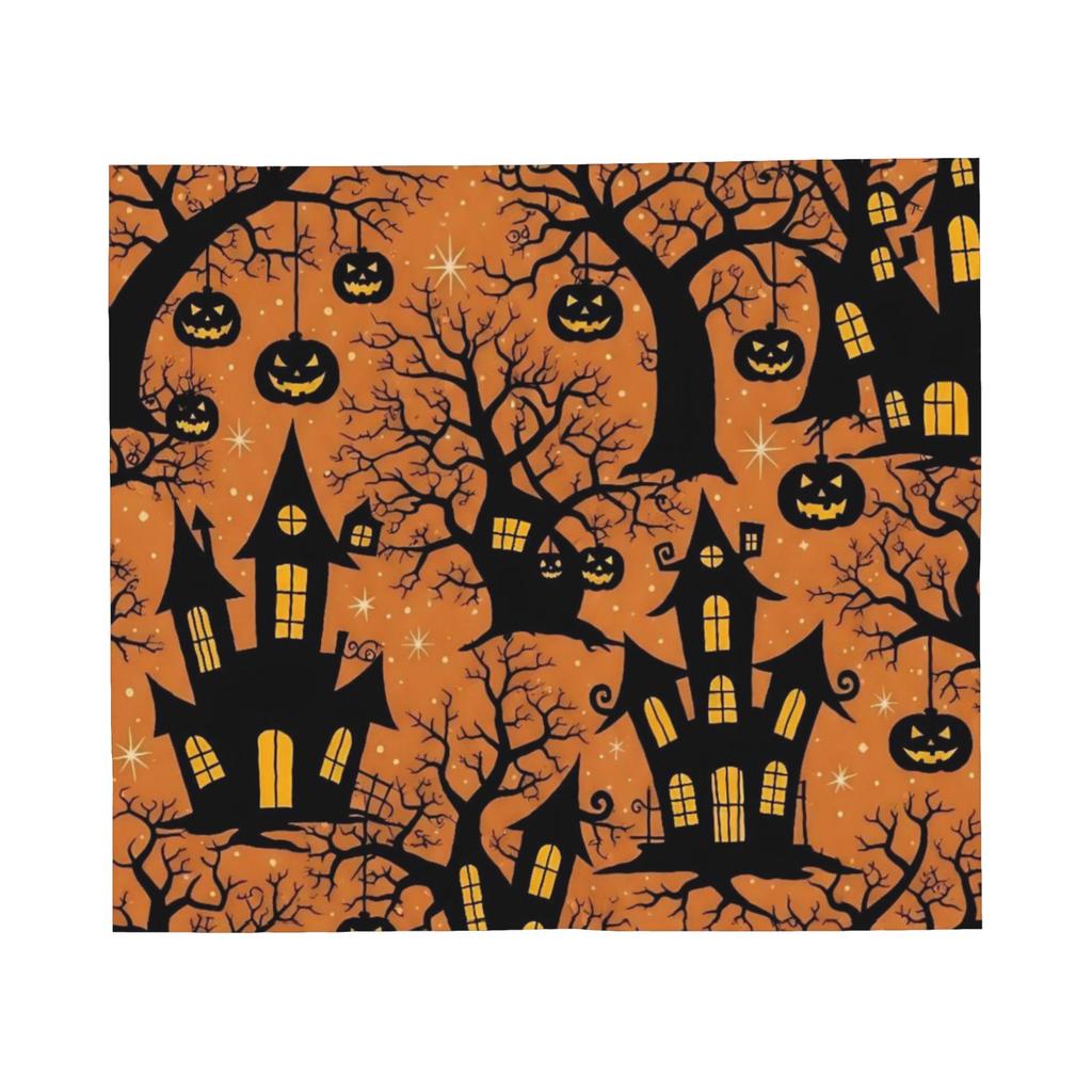 Halloween Blankets Orange Black Cats Pumpkins Bats Fuzzy Throw Blanket Airplane Travel Decoration Ultra-Soft Warm Bedspreads
