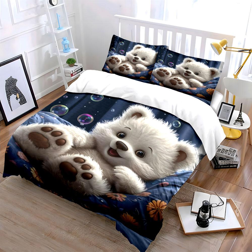 Adorable Bear Bedding Set Multiple Sizes Kid'S And Adults' Bedroom Exquisite 3Pc Bedding Set, Gift