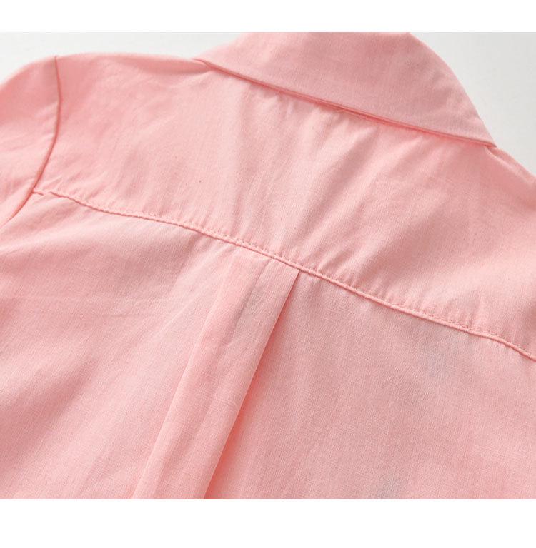 Girls' White Long Sleeve Shirt - Korean Style, 2025/2026 Spring/Autumn Collection