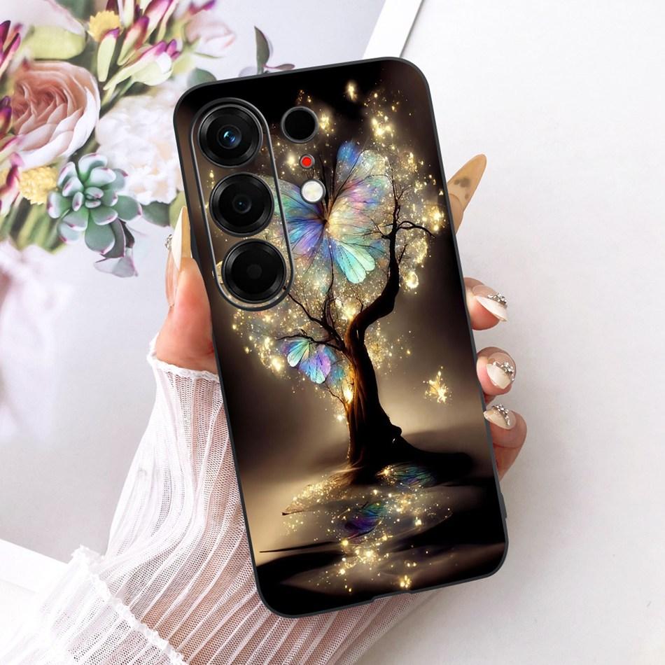 For Tecno Camon 50 4G CN5 Cute Flower Butterfly Cat Painted Case For Tecno Camon50 4G Black Silicone Soft Phone Cases