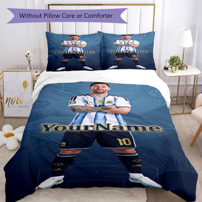 Messi 274 Customize your name Bedding Set Breathable Duvet Cover with Pillowcases Home Decoration Birthday Gift