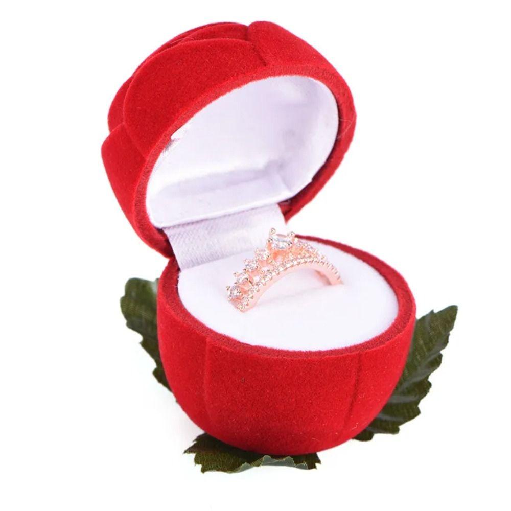 Stud Earrings Romantic Wedding Ring Holder Velvet Engagement Rings Box Fresh Jewelry Box  Travel