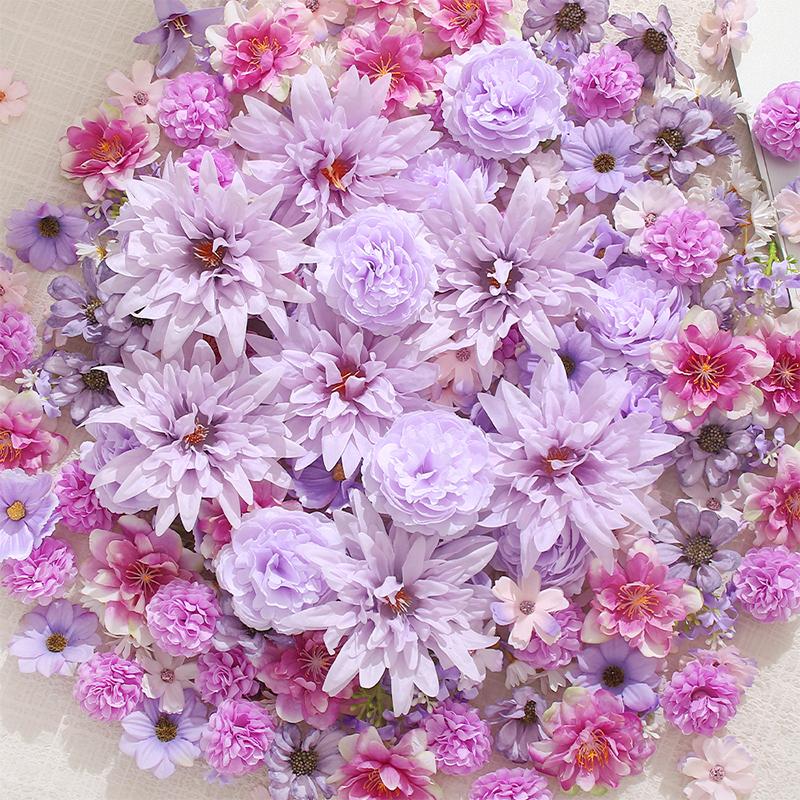15/50Pcs Purple Artificial Flower Head Silk Artificial Rose Peony Flower Craft Supplies Wedding Party Wreath Home Decoration 15Pcs фиолетовый