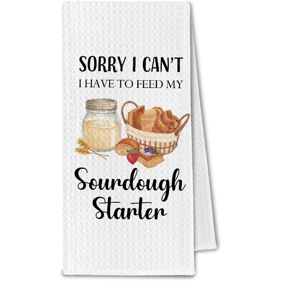 Funny Sourdough Gifts Kitchen Towels, Gifts for Bakers Baking Lovers Women Dish Tea Towels for Kitchen Decor, Don t Get Me Started Decorative Hand Sourdough 01