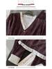 Autumn 2025 Women's Retro Plaid V-Neck Top with Wide-Leg Pants Suit