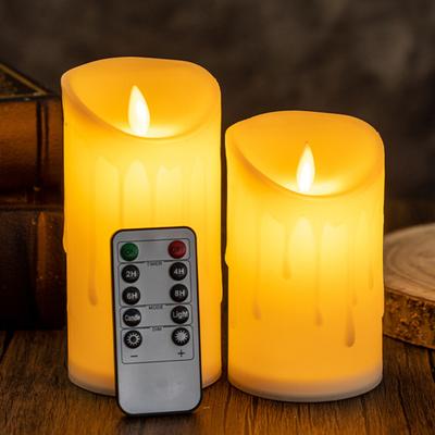 Lumânări impermeabile fără flacără, lumânări LED cu baterii cu telecomandă, lumânări stâlp false pâlpâitoare pentru nuntă, Halloween