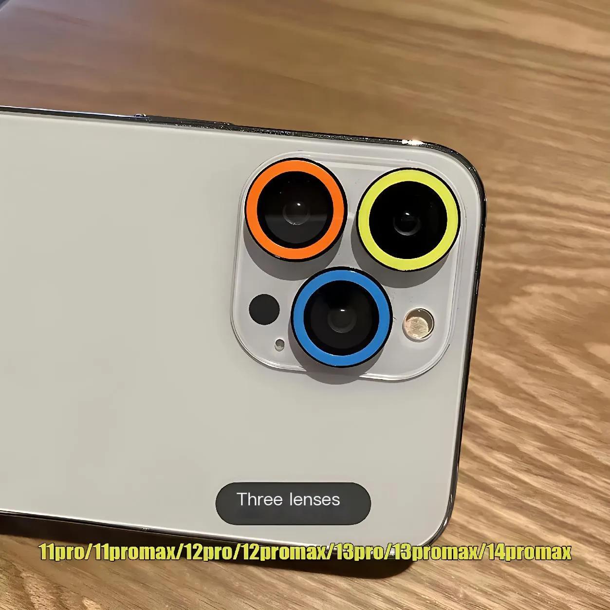 

Ослепительный уникальный цветной серебристый защитный чехол для камеры в корейском стиле для IPhone 11 12 15 13 14 Pro Max, стеклянный чехол для объектива камеры for 12 Pro(3pcs)