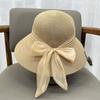French Idyllic Bow Straw Hat Women's Big Eaves Sun Hat Outdoor Vacation Seaside Beach Hat