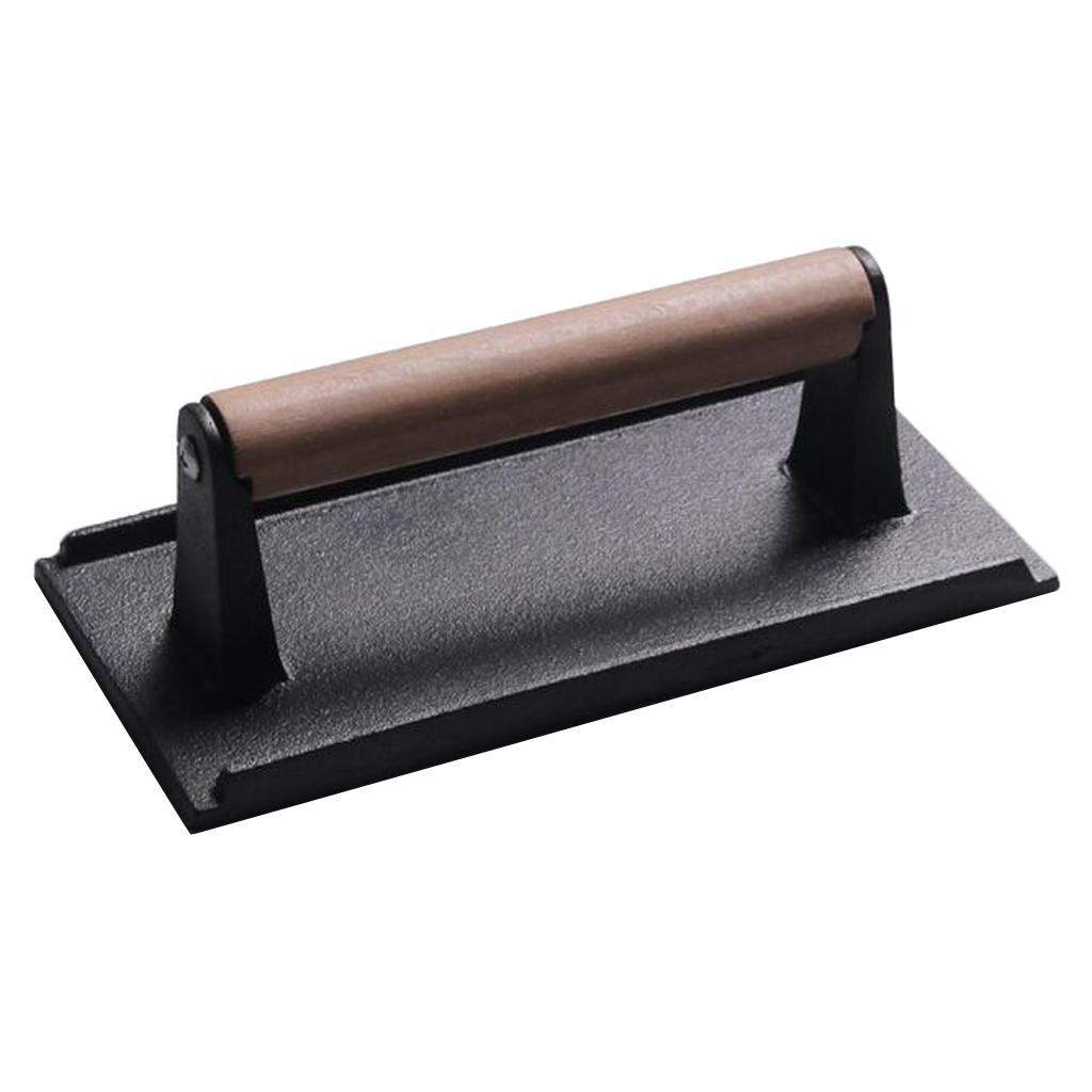 Cast Iron Grill Press Nonstick Meat Press Burger Steak Weight Grill Accessories for Barbecue Cooking чёрный