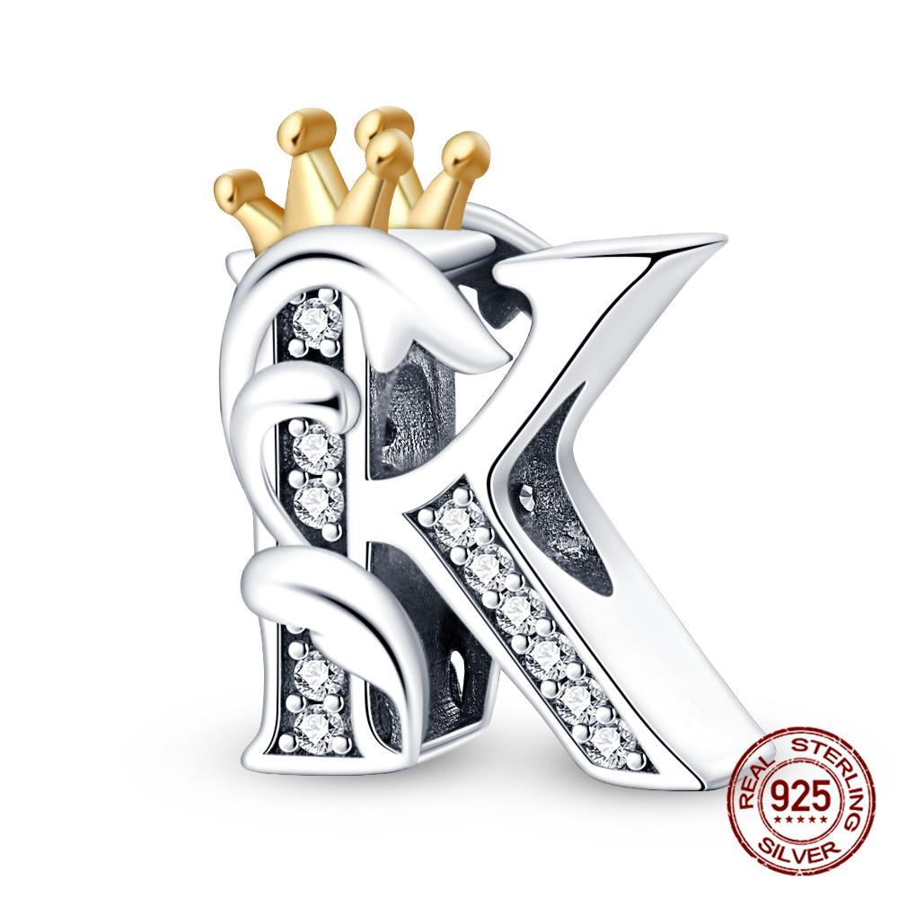 Classic Crown 26 Letters A-Z Copper Charms Fitoriginal Bracelets Diy Jewelry Making For Women Gift