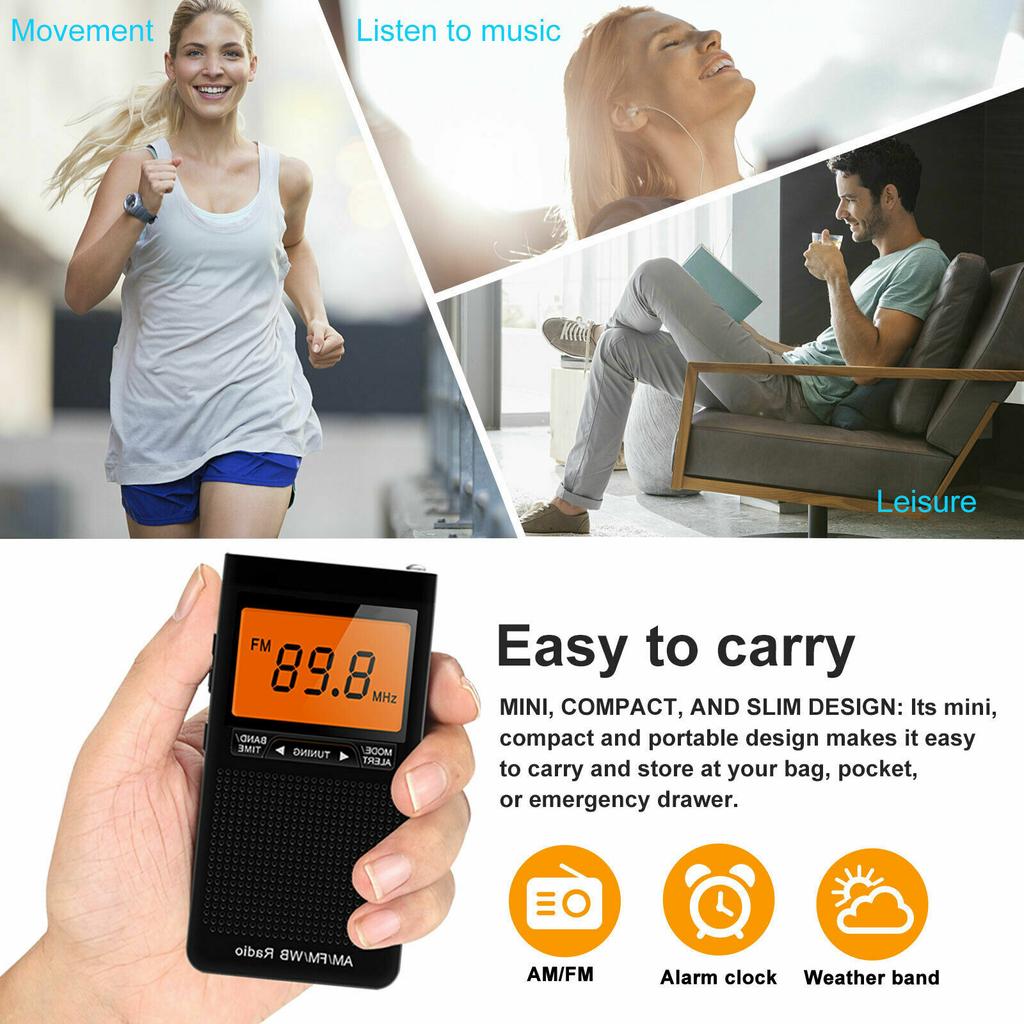 NOAA AM/FM/WB Radio Auto-Suche Notfall Tasche Tragbar Batteriebetrieben Radio