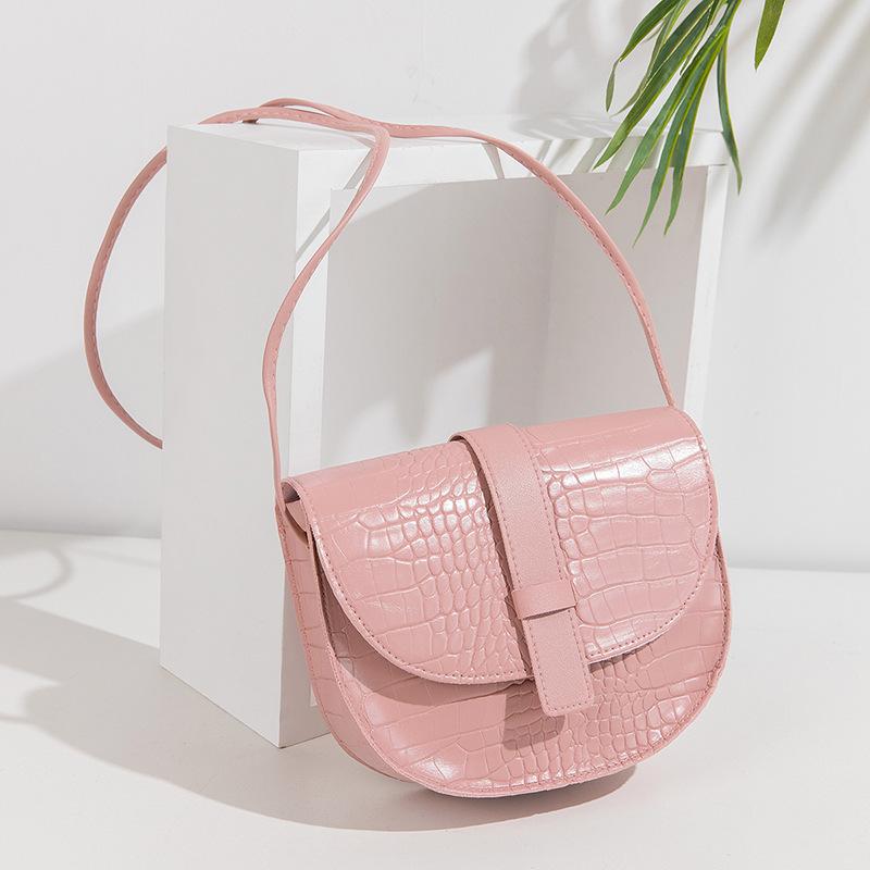 

Зимний пулловер с крокодиловым узором, полукруглая сумка для мобильного телефона через плечо, простая женская сумка розовый