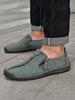 Men's Handmade Vintage Loafers, Stylish Side-Zip Casual Shoes, All-Season Everyday Wear Flat Shoes, Comfortable Large Size Men's Shoes