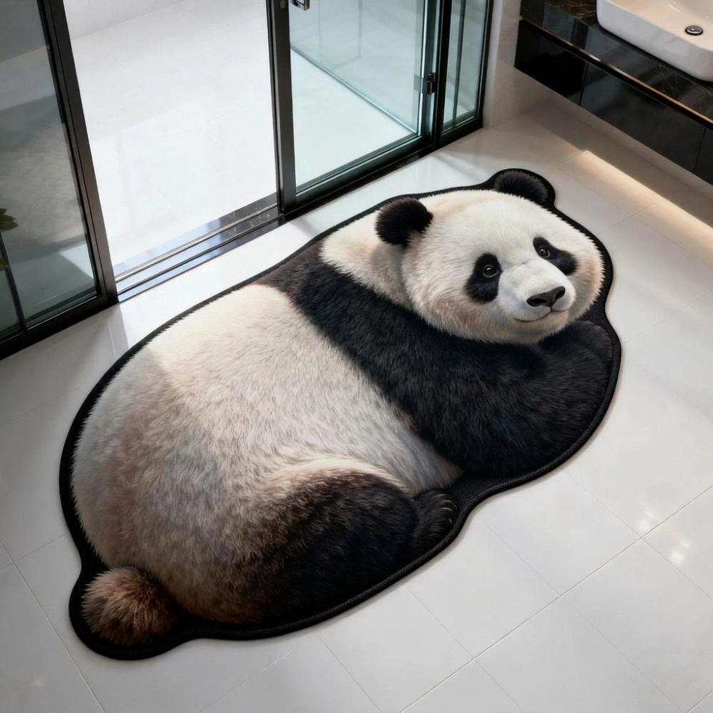 Non-Slip Home Decor Carpet 2D Cartoon Carpet Cute Panda-Shaped Area Rug Bedrooms