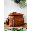 Vintage Goat leather satchel shoulder bag for camera Handmade leather Brown Bag ( Free Gift Backpack leather Brown Bag Size - 10 x 13 in )