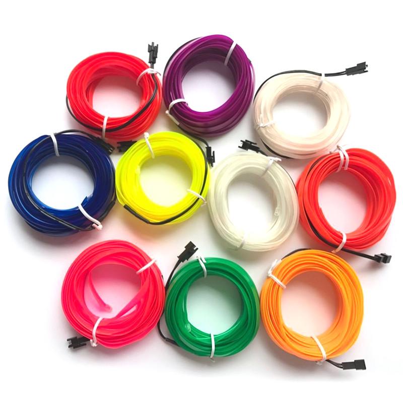 Car Interior Light Strip 2/3/5M Neon Atmosphere Glowing  Electrolum Inescent Light EL Wire Cable