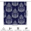 Blue Shower Curtain With White Floral Patterns Bath Decor For Bathroom Waterproof Fabric 72 Long (Set)