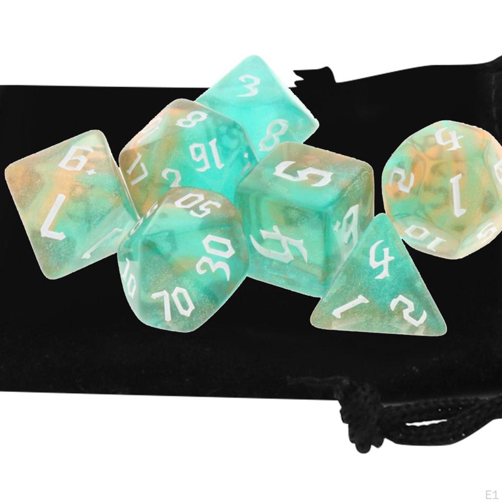 Acrylic Polyhedral Dices Set Toys D8 D10 D12 D20 with Pouch for DND RPG Role Playing Board Game